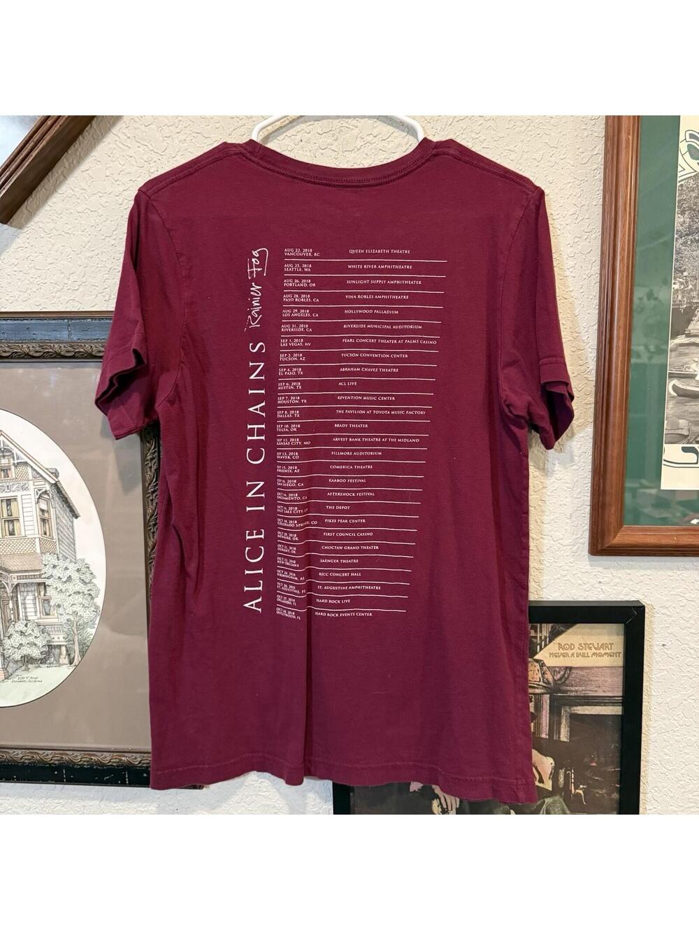 Alice In Chains Rainier Fog Red Mens Medium Burgundy Rock Band Tour Shirt - Picture 5 of 6